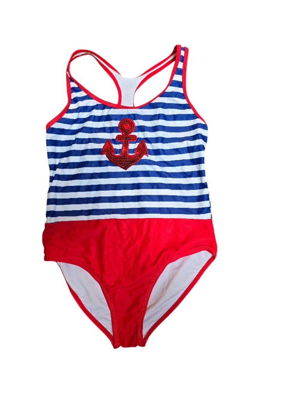 Vigoss Girls nautical motif, racerback Bathing Suit Size 14